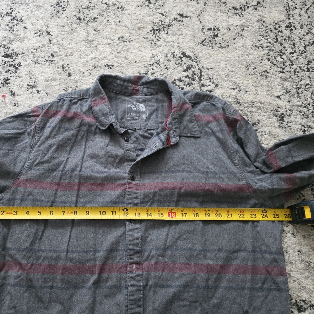 The North Face Plaid Button Up Flannel Cotton Shirt Mens XXL Gray Red - Picture 6 of 8